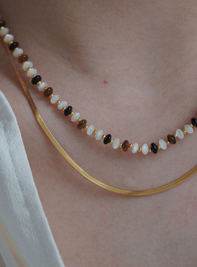 耳边铛天然石虎眼石串珠手链项链