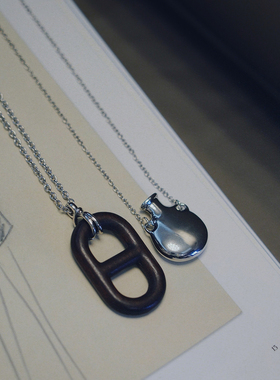 耳边铛118中古感银色酒壶设计师款长款项链猪鼻子花瓶叠戴毛衣链