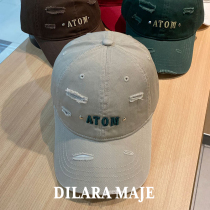 DILARA MAJE hat for men and women autumn and winter break-in embroidery letter duck tongue cap Leisure dome wide brim baseball cap