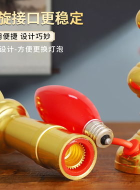 纯供奉黄铜电子蜡烛灯插电长明灯佛前家用电蜡烛台神台财神爷专用