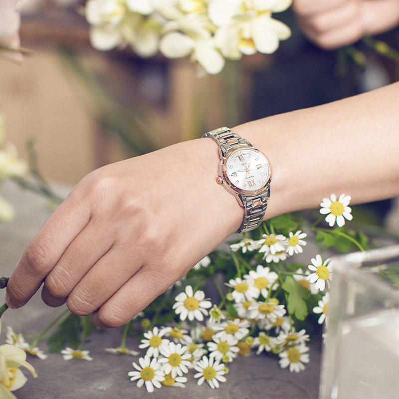 卡西欧女式sheen时尚钢带款石英表 casio创元日韩腕表