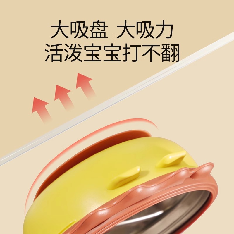 宝宝注水保温餐盘分格恒温碗婴儿吸盘式316不锈钢辅食碗儿童餐具