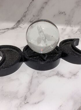 日月三相月亮五芒星树脂工艺品球座  销售供货 水晶玉石