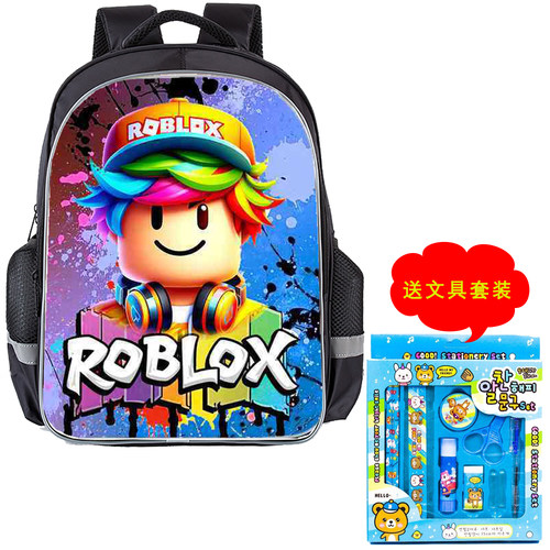 Roblox幼儿园通用书包男童送文具套装卡通可爱儿童双肩包简约双层 - 图2