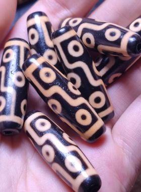 真品玛瑙牙黄天珠九眼吊坠项链锁骨链38毫米