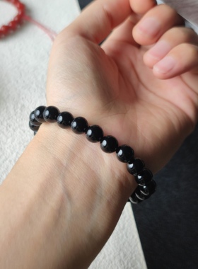 天然烟灰紫玛瑙黑玛瑙菩提玛瑙单圈手链女生款时尚百搭简约