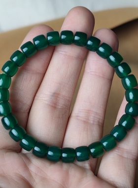 天然绿玛瑙黑玛瑙黄玛瑙手串直切单圈散珠手链女款