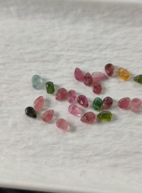 天然原矿碧玺水滴吊坠彩色碧玺diy配件材料散珠