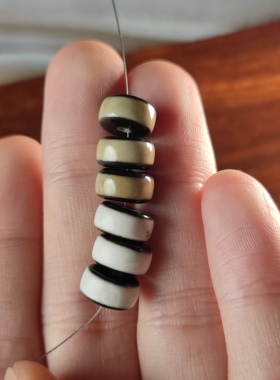 黑白牙黄玛瑙一线药师珠隔片隔珠配珠藏式文玩佛珠手串doy散珠配