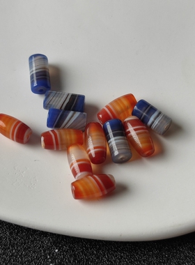 天然缠丝玛瑙桶珠米珠隔珠DIY手串手链配饰配珠配件饰品散珠