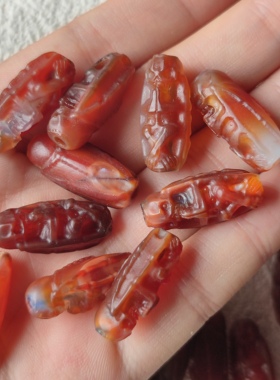 珠改玛瑙老气仿古做旧尸陀林主骷髅藏式文玩配饰星月菩提手串配珠