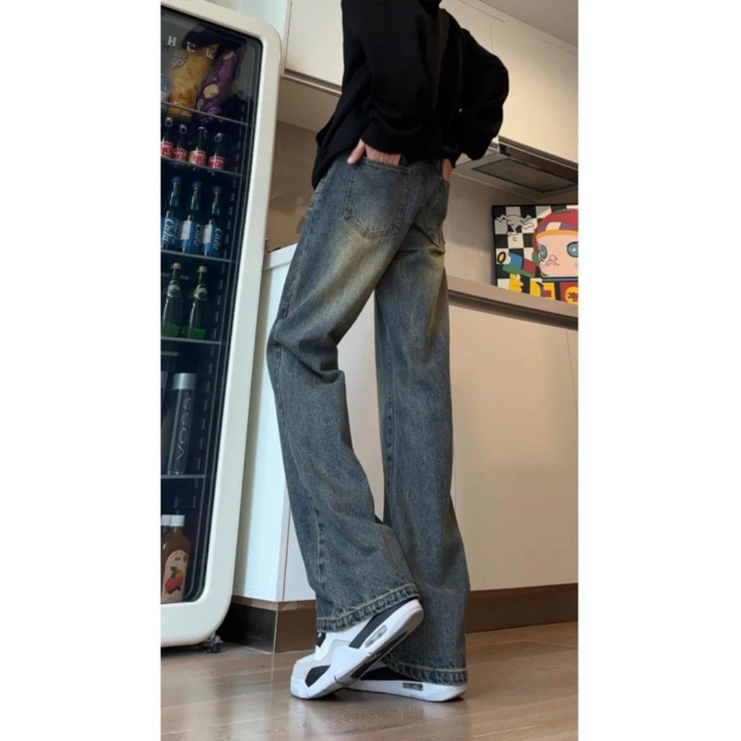 黑灰色中腰显瘦牛仔裤男新款潮牌vibe裤子美式高街提档直筒弯刀裤,淘宝优惠券,粉丝福利购,淘宝优惠卷