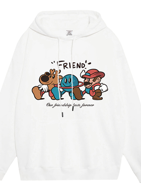 日本offcat赵今麦同款美式学院风卡通连帽卫衣女慵懒风宽松秋冬设