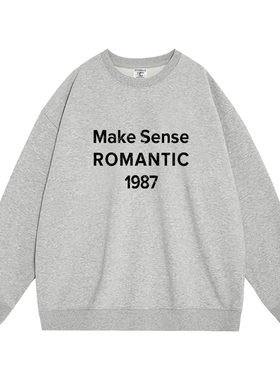 日本offcat明星章若楠同款美式字母圆领卫衣女秋冬宽松百搭小众设