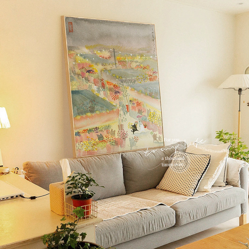 【么么黑联名款】日式原木风客厅沙发背景墙装饰画奶油风玄关挂画,淘宝优惠券,粉丝福利购,淘宝优惠卷