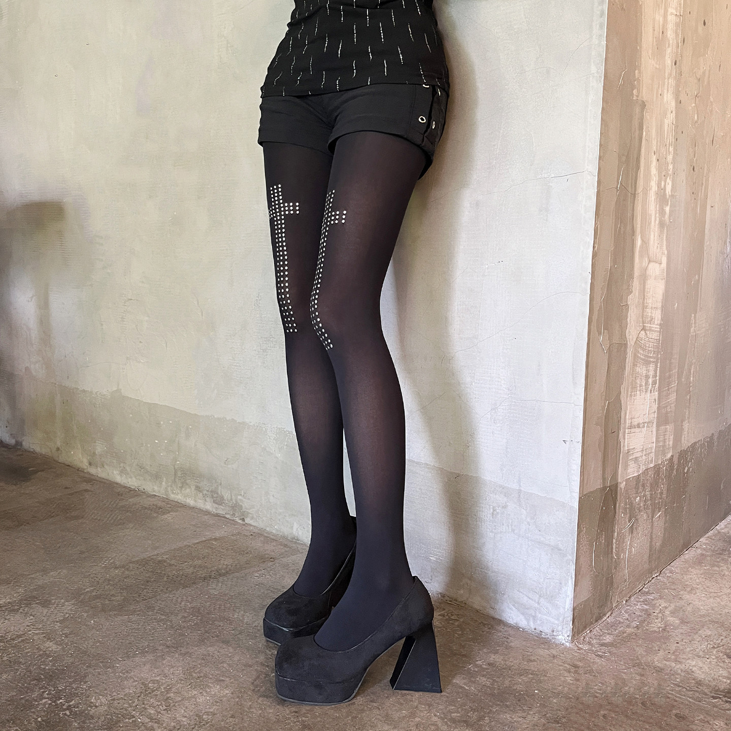 性感辣妹丝袜女天鹅绒薄款黑丝十字架图案连裤袜子修身显瘦打底袜,淘宝优惠券,粉丝福利购,淘宝优惠卷