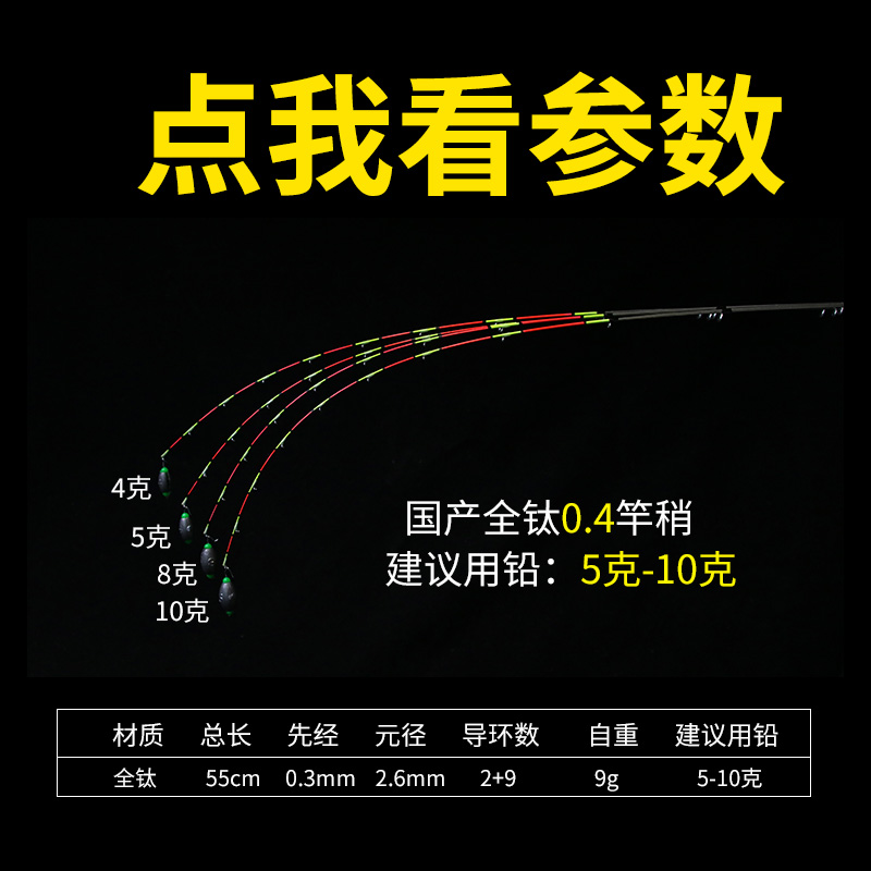 筏竿筏钓竿稍全钛纳米玻纤桥筏桥钓半钛合金杆尖伐杆LED夜光杆稍 - 图2