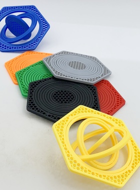 3D打印创意立体六边形陀螺仪模型跨境爆款可当杯垫摆件儿童玩具