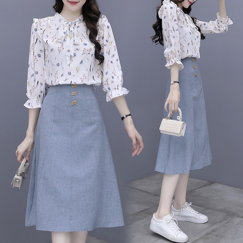 秋装雪纺2020年新款夏长袖套装裙 以魅连衣裙