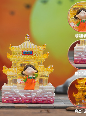 国潮古楼风小灯客厅桌面家居装饰品工位摆件微景观送闺蜜同事礼物