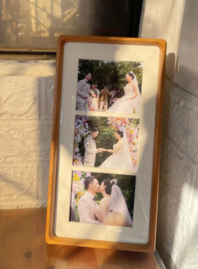 照片相框挂墙diy定制打印装裱做成实木高级感婚纱结婚礼物送新人