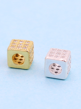 diy纯银镶钻正方体配饰项链