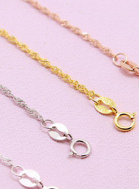 S925纯银百搭单链扭片吊坠项链