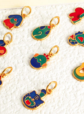 纯银可爱滴胶十二生肖吊坠