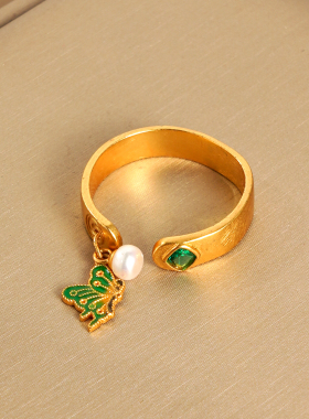 纯银古法沙金开口蝴蝶款提溜戒指