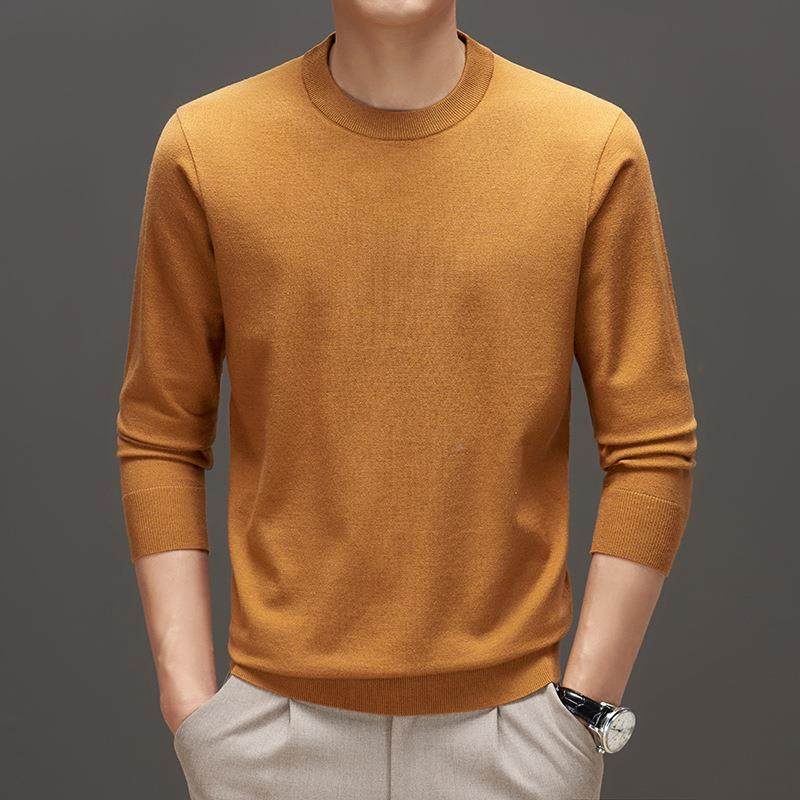 长衫袖圆领羊毛恤男士秋6101-KK底季新款纯色简约搭百打休闲针织,淘宝优惠券,粉丝福利购,淘宝优惠卷