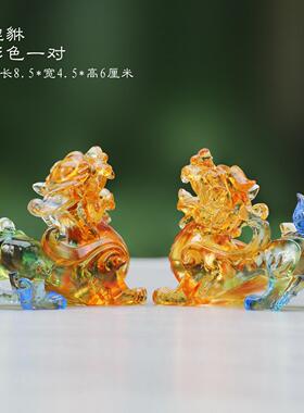 日本进口琉璃貔貅招财风水摆件居家客厅公司店铺前台桌面摆放开业