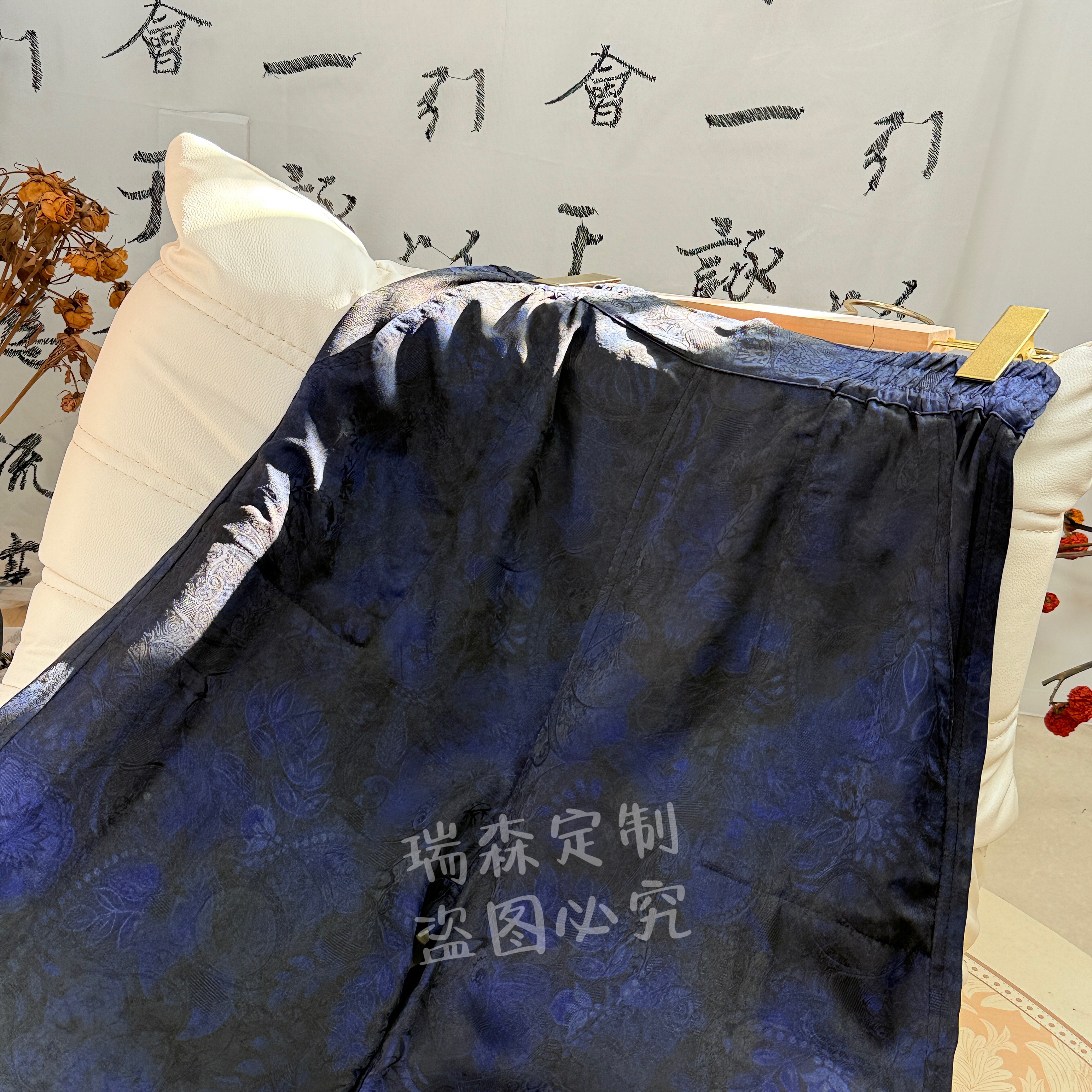 788 双面双穿绞萝工艺提花扎染直筒裤百搭-腰围66-裤长100 - 图1