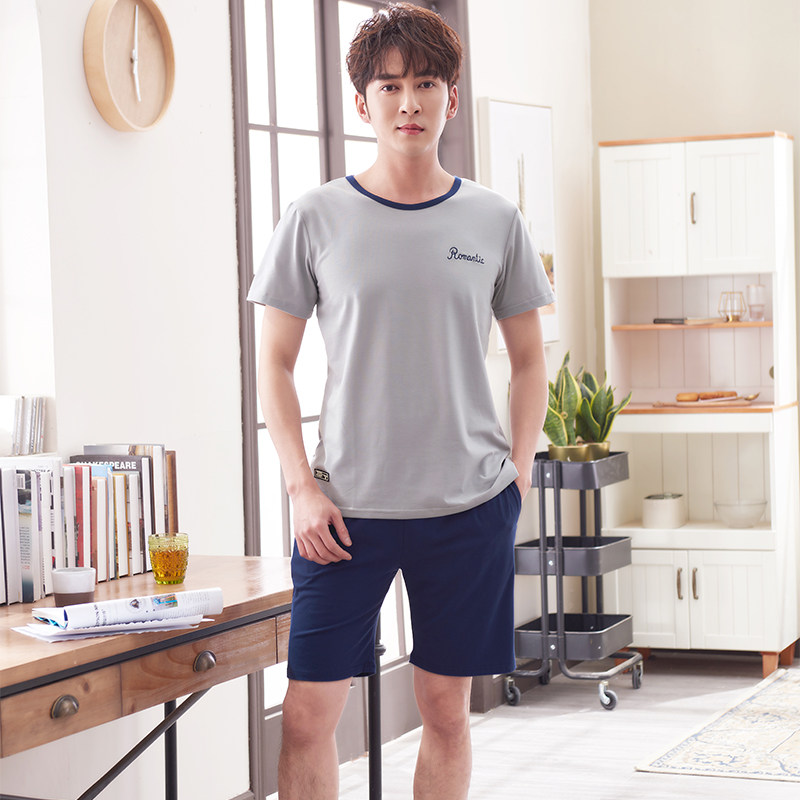 夏季男士莫代尔冰丝短袖短裤棉睡衣 亨黛睡衣/家居服套装
