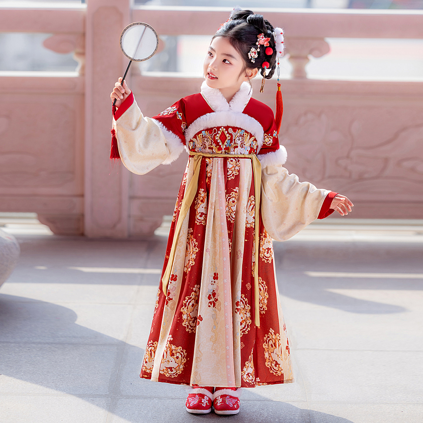 女童汉服秋冬款儿童古装拜年服冬季国风唐装2025新款女孩古风裙子,淘宝优惠券,粉丝福利购,淘宝优惠卷