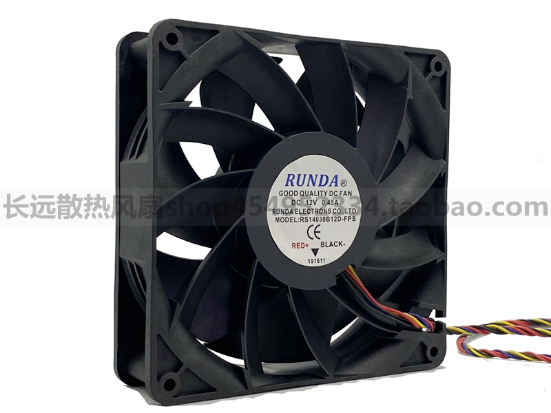 全新润达RUNDA RS14038B12D-FPS 12V 0.45A 大风量变频器散热风扇 - 图0