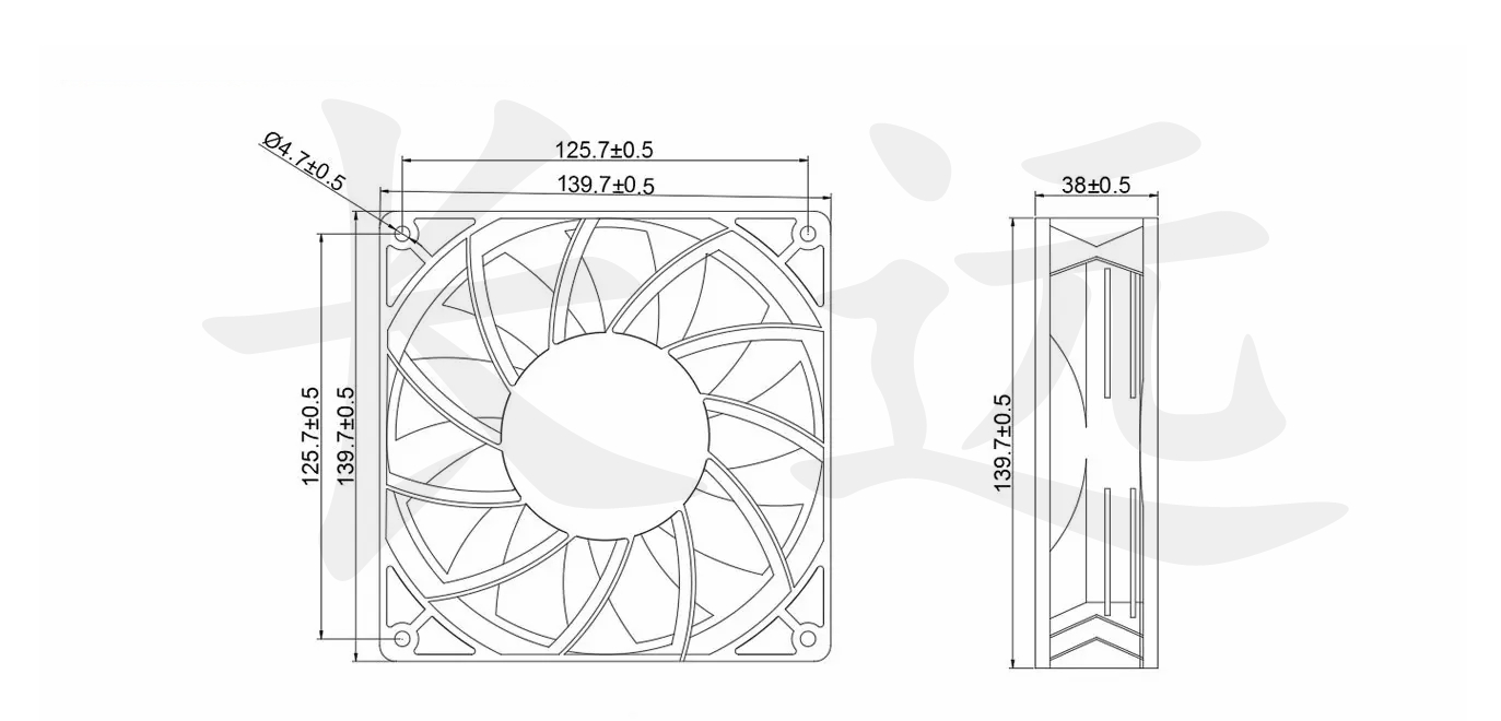 全新润达RUNDA RS14038B12D-FPS 12V 0.45A 大风量变频器散热风扇 - 图3