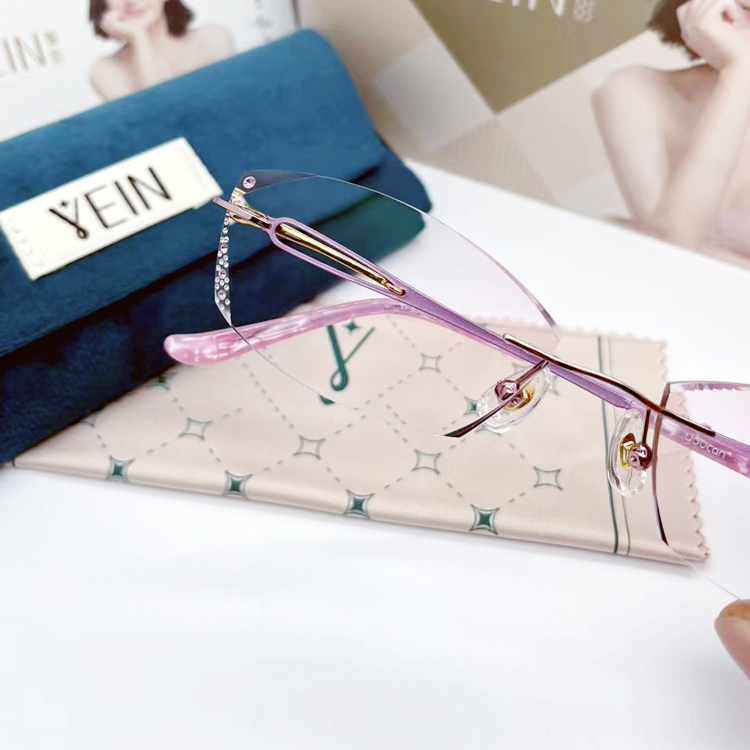 YEIN魅影韩式无框眼镜架钻石切割无边框经典云克系列眼镜框5706 - 图0