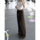 ໂສ້ງຂາສັ້ນແບບສີນ້ຳຕານ polka-dot boot-cut-cut for women in summer 2026 new versatile pants, loose, lazy, high-waisted, Slim Walking pants