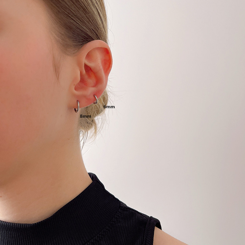 钛钢耳圈素圈隐形耳环耳钉小耳圈耳骨钉耳环男女防过敏轻奢耳饰 - 图1