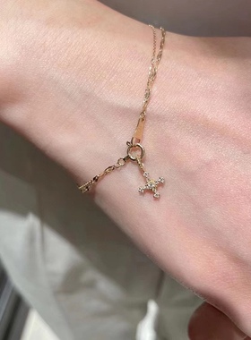 Ordi迷你十字架锆石吊坠项链露思同款日式轻奢s925项链