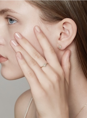 Ordi日系天然白托帕小香风项链耳钉戒指三件套