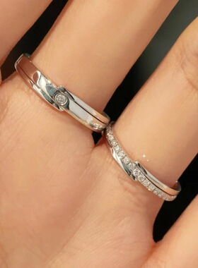 DR钻戒情侣对戒纯银戒指女