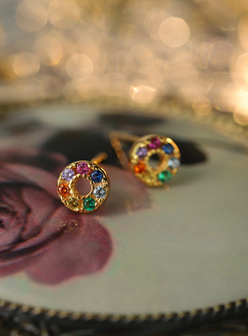 Ordi25年新品缤纷彩虹甜甜圈多色彩钻红蓝宝石戒指手链项链