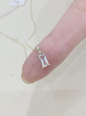 Ordi日本轻奢琉璃香水瓶长方形锆石钻项链简约时尚纯银耳钉