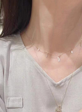 Ordi 新款日系轻奢银片树叶飞舞摇曳小金片树叶流苏手链项链