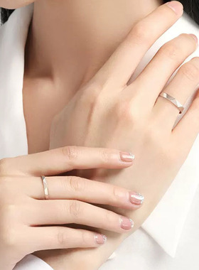 DR不渝情侣对戒纯银戒指女