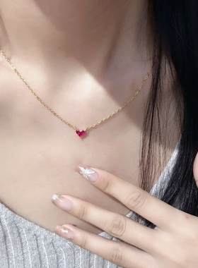 ordi日系简约新款mini粉红爱心项链小众个性高级感锁骨链