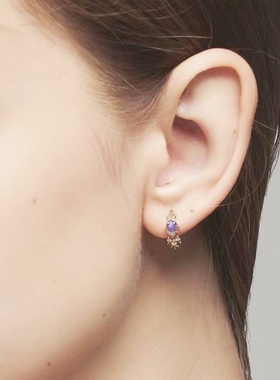 Ordi日系24年冬季新品天然堇青石拉长石手饰套装项链戒指