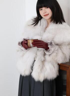【新年红品】真皮手套女士秋冬季保暖红色系穿搭羊皮手套触屏开车