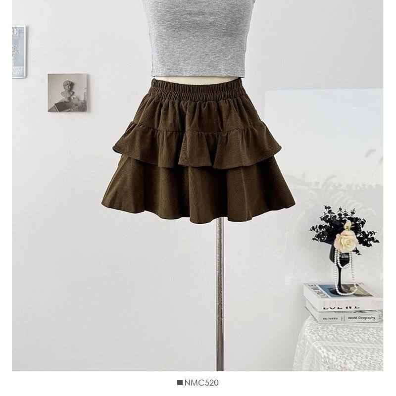 黑色灯芯绒蛋糕半身裙女2026新款春秋高腰显瘦小个子a字蓬蓬短裙,淘宝优惠券,粉丝福利购,淘宝优惠卷